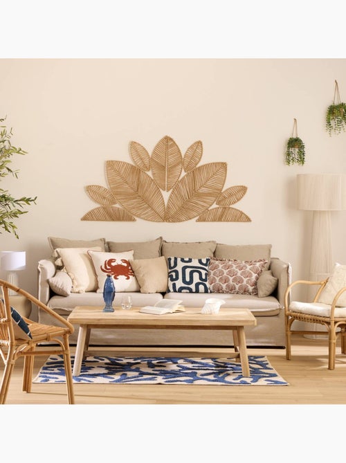 Tapis rectangulaire en coton motifs brodés oceania - Kiabi