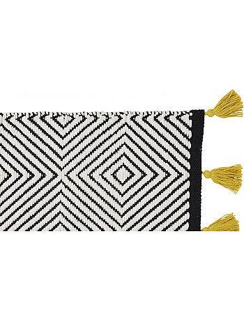 Tapis rectangulaire en coton tissé ethnique triangles noirs 50x80 cm – Guy Levasseur