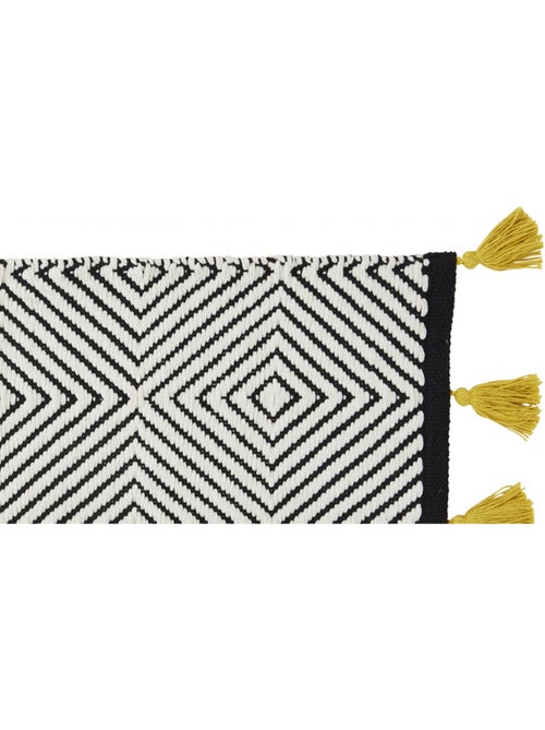 Tapis rectangulaire en coton tissé ethnique triangles noirs 50x80 cm – Guy Levasseur - Kiabi