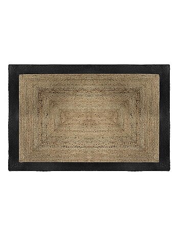 Tapis rectangulaire en jute à bord coloré