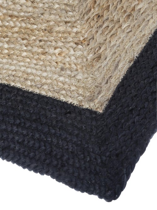 Tapis rectangulaire en jute à bord coloré - Kiabi