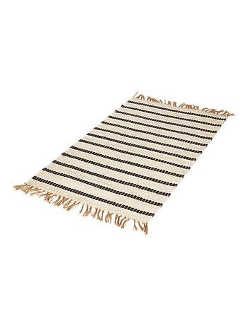 Tapis rectangulaire en jute et coton avec franges, Dylrev