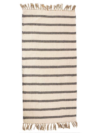 Tapis rectangulaire en jute et coton avec franges, Dylrev