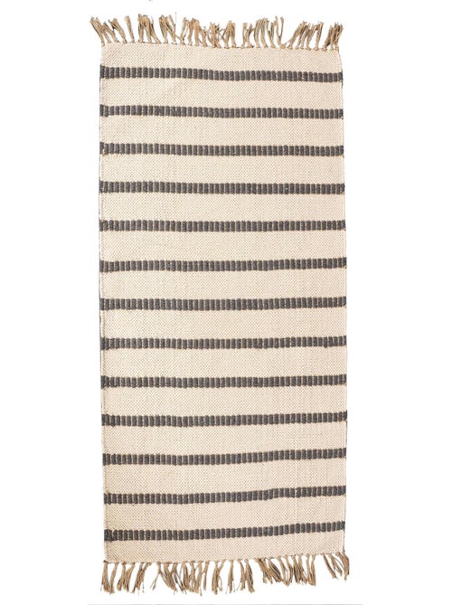 Tapis rectangulaire en jute et coton avec franges, Dylrev - Kiabi