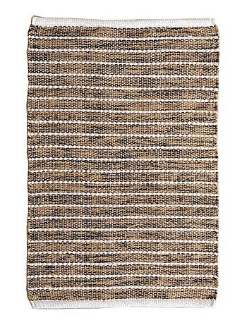 Tapis rectangulaire en jute et coton, effet rayé - Dylrev