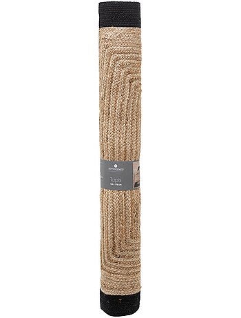 Tapis rectangulaire en jute et coton kahi
