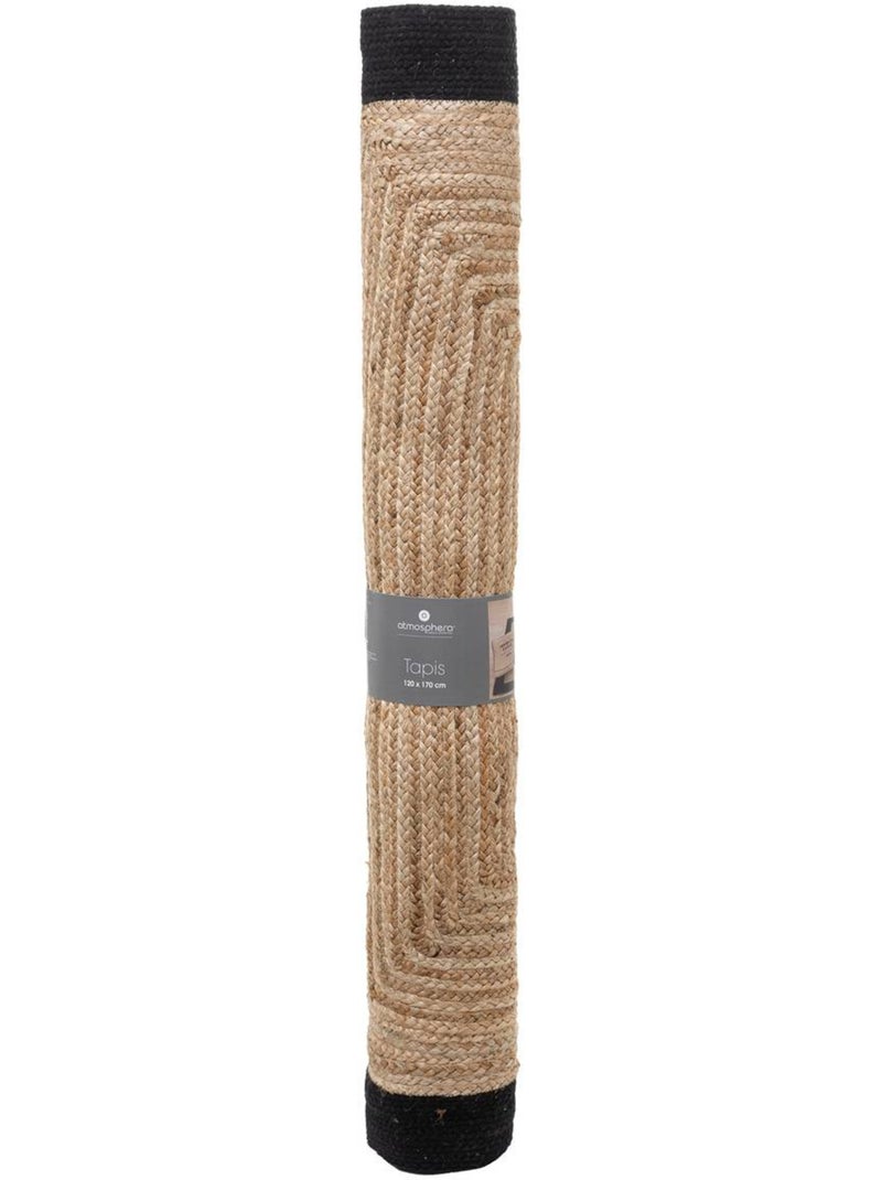 Tapis rectangulaire en jute et coton kahi Noir - Kiabi