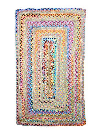 Tapis rectangulaire en jute et coton