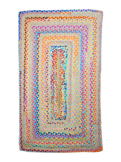 Tapis rectangulaire en jute et coton - Kiabi