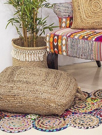 Tapis rectangulaire en jute et coton