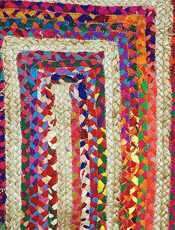 Tapis rectangulaire en jute et coton