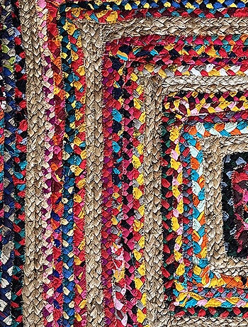 Tapis rectangulaire en jute et coton