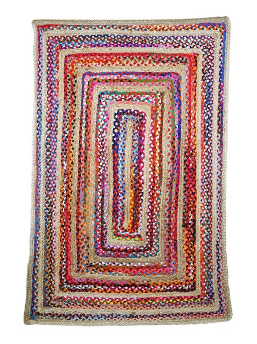 Tapis rectangulaire en jute et coton - Kiabi