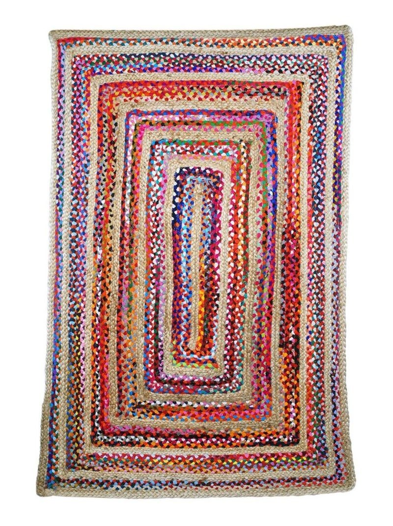 Tapis rectangulaire en jute et coton Multicolore - Kiabi