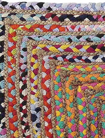 Tapis rectangulaire en jute et coton