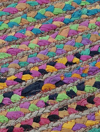 Tapis rectangulaire en jute et coton