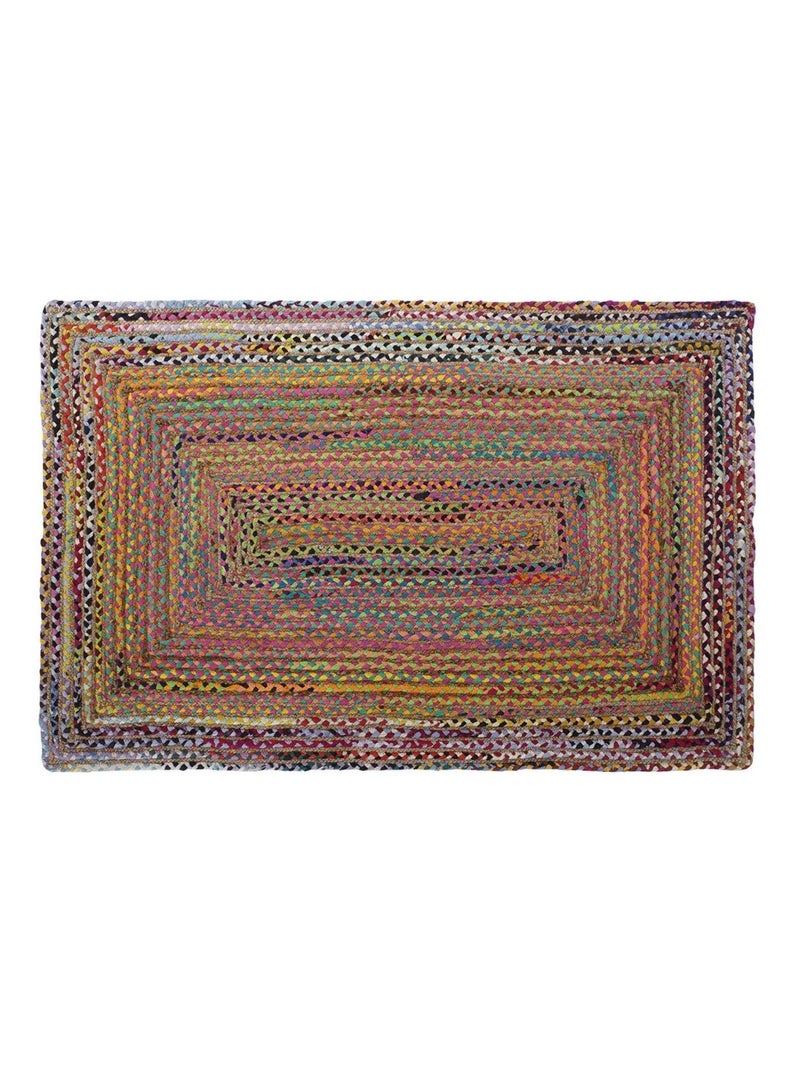Tapis rectangulaire en jute et coton Multicolore - Kiabi