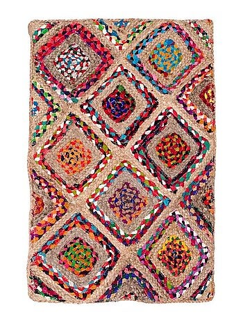 Tapis rectangulaire en jute et coton