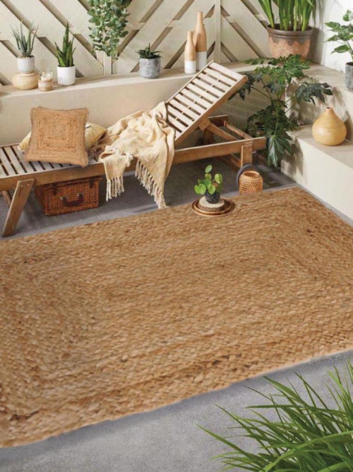 Tapis rectangulaire en Jute tressé Naturel - Dylrev - Kiabi