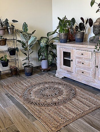 Tapis rectangulaire en jute tressée