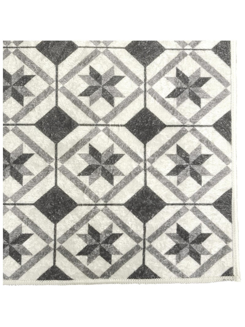 Tapis Rectangulaire motifs Carreaux de Ciment, Dylrev Noir Blanc - Kiabi