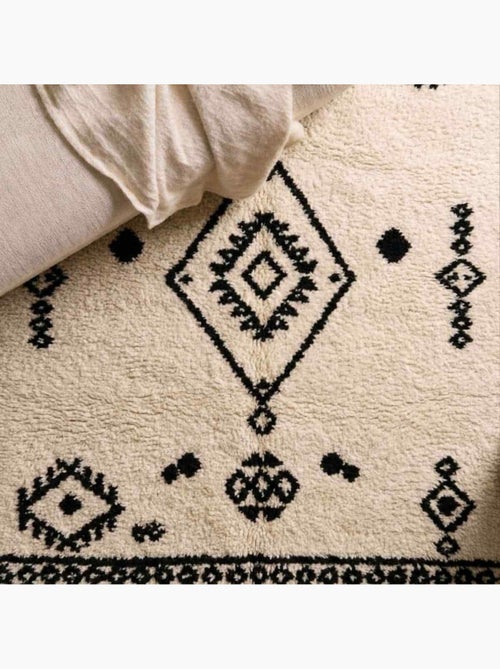 Tapis rectangulaire noir et blanc 120x60cm - Kiabi