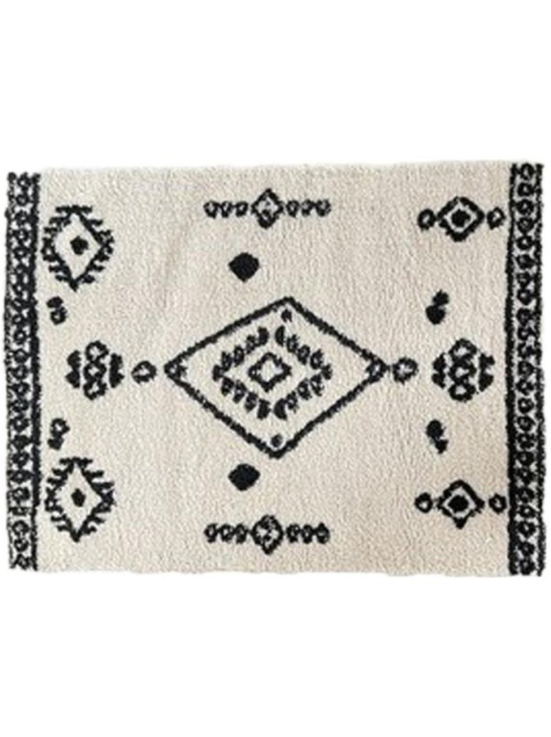 Tapis rectangulaire noir et blanc 120x60cm Blanc - Kiabi