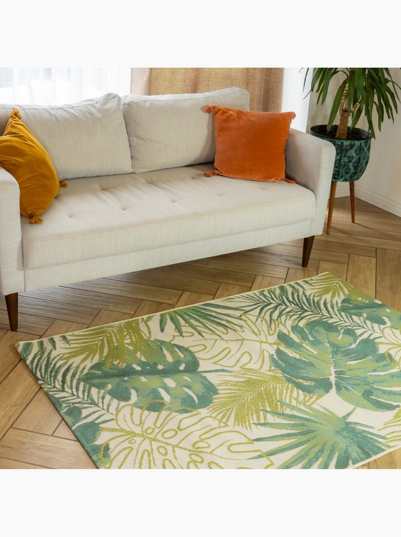 Tapis rectangulaire TROPICA intérieur extérieur 120 x 170 cm polypropylene Future Home Écru/Vert - Kiabi