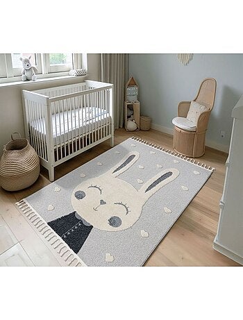 Tapis relief chambre enfant avec franges Rava
