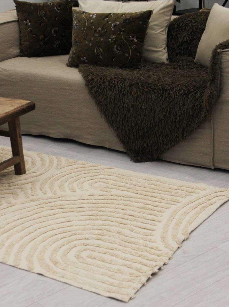 Tapis relief circle courbe Ecru - Kiabi