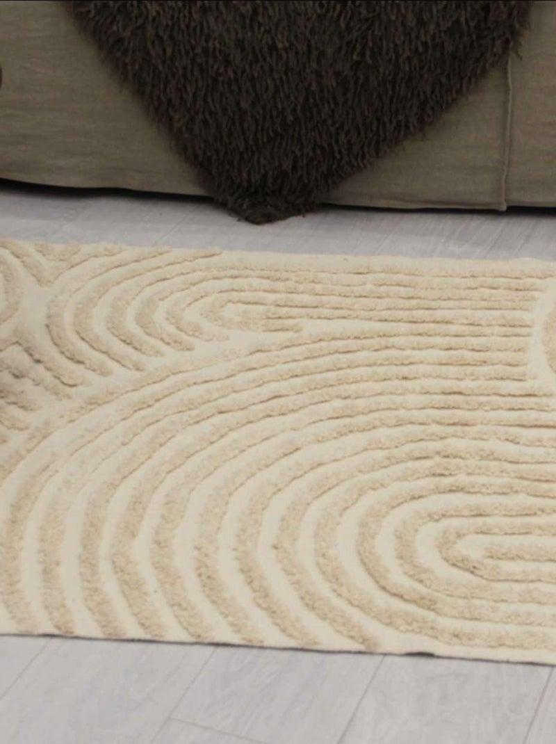Tapis relief circle courbe Ecru - Kiabi