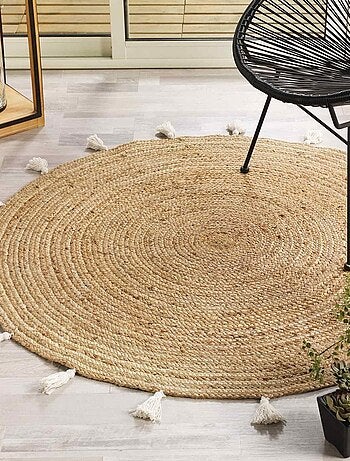 Tapis rond 120 cm jute Shira blanc