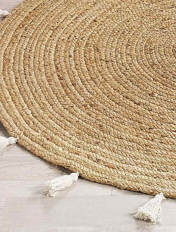 Tapis rond 120 cm jute Shira blanc