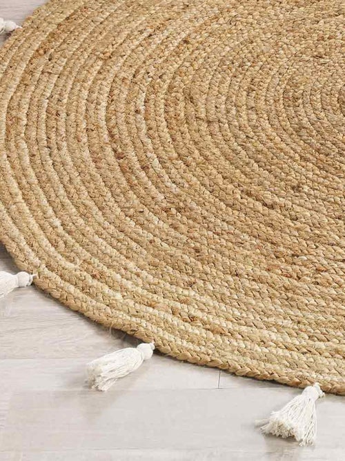Tapis rond 120 cm jute Shira blanc - Kiabi