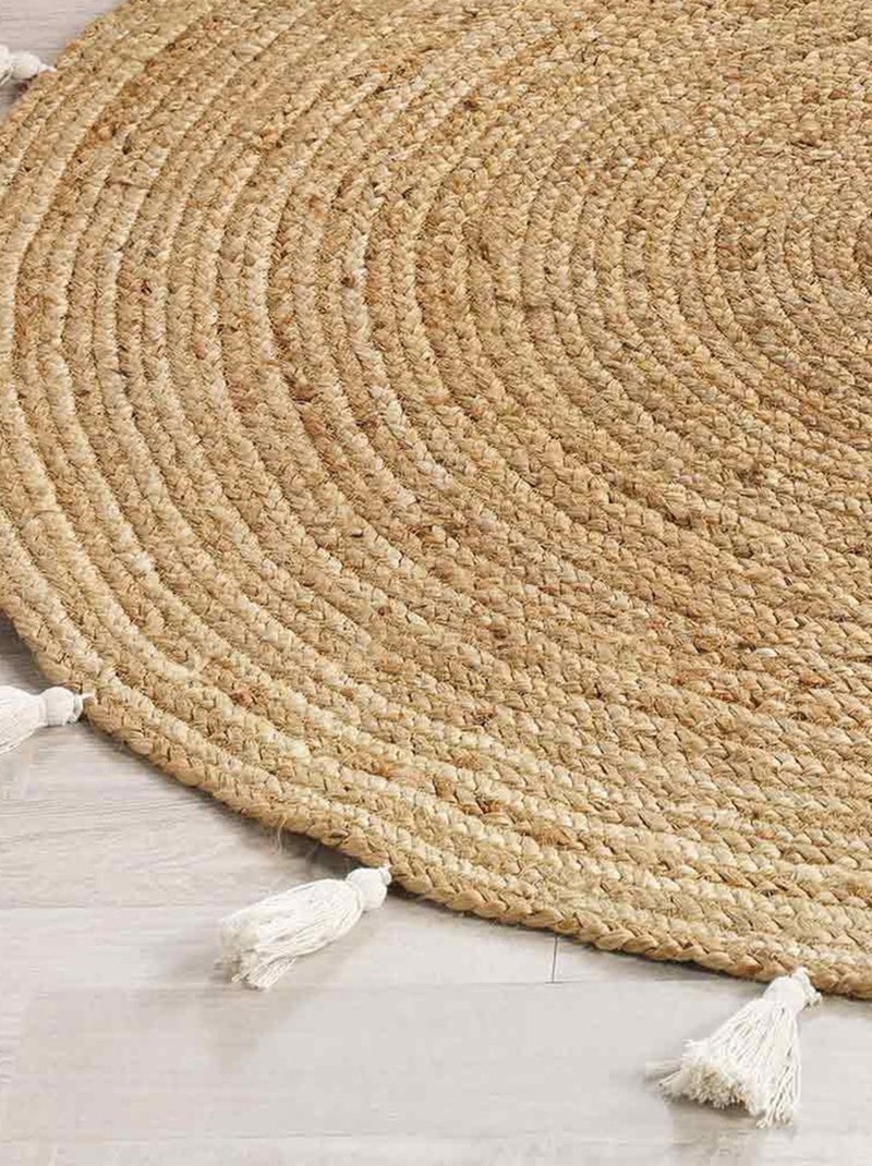 Tapis rond 120 cm jute Shira blanc Blanc - Kiabi