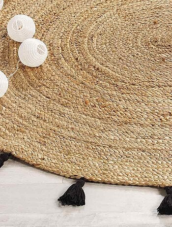 Tapis rond 120 cm jute Shira noir