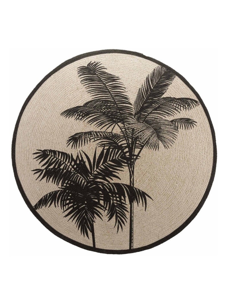 Tapis rond 120 cm Tropic nature coton Beige - Kiabi