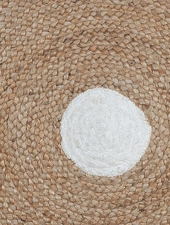Tapis rond à franges en jute et coton