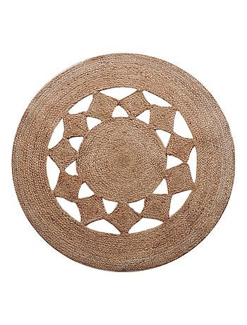 Tapis Rond ajouré en Jute Naturel, Dylrev