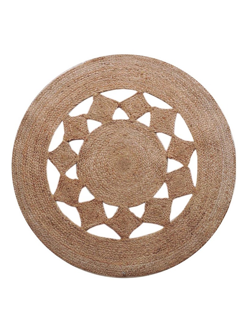 Tapis Rond ajouré en Jute Naturel, Dylrev Beige - Kiabi