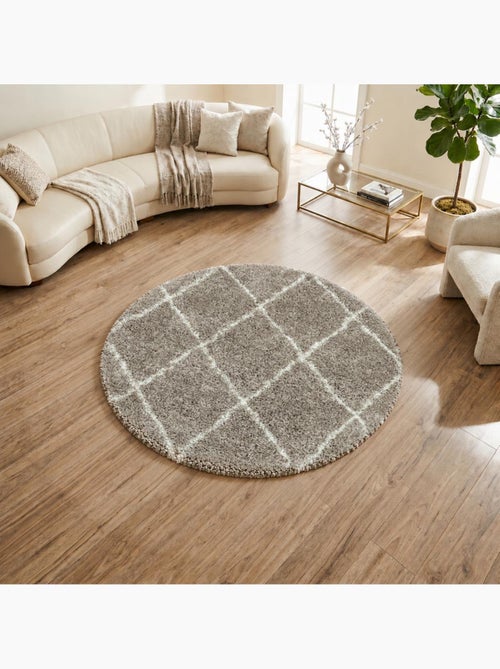 Tapis rond berbère tissé motif losange SHAGGY A - Kiabi