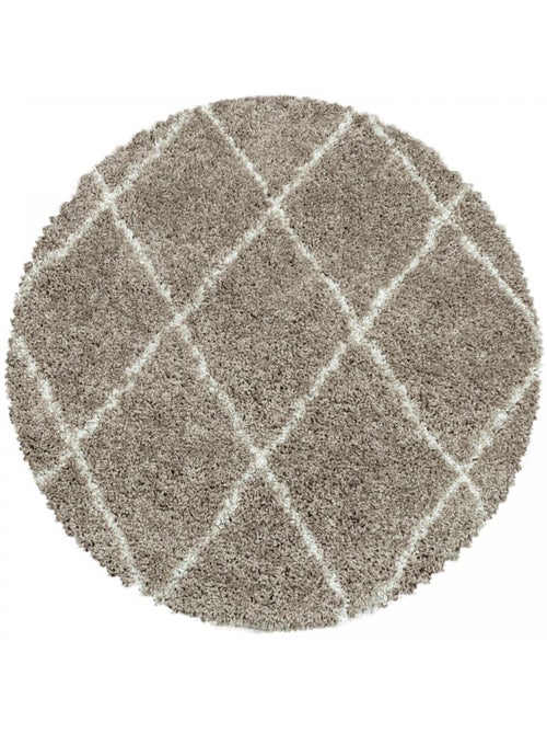 Tapis rond berbère tissé motif losange SHAGGY A - Kiabi