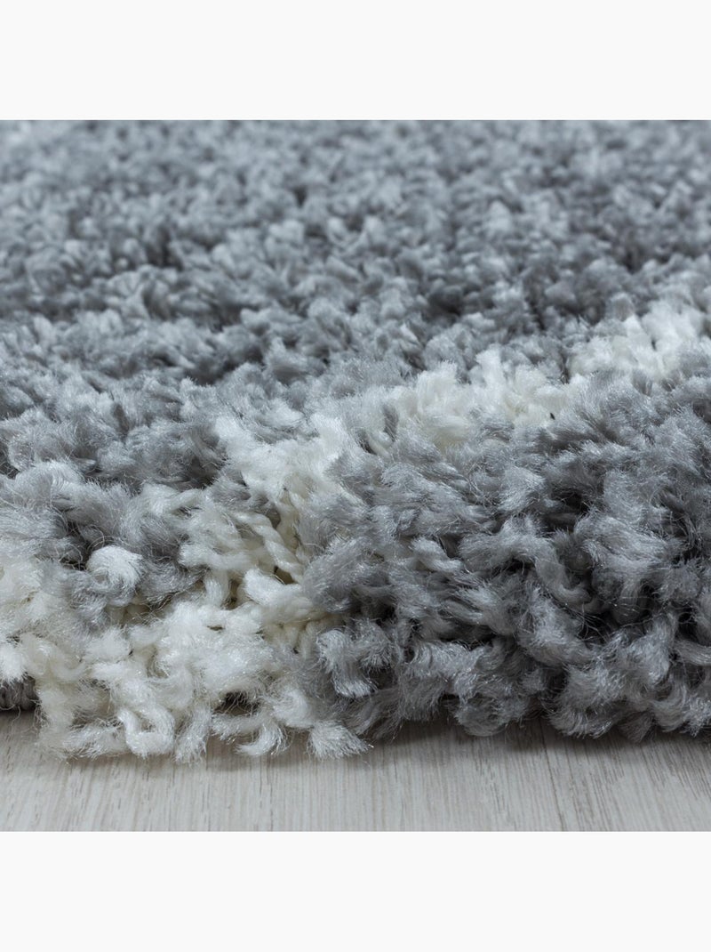 Tapis rond berbère tissé motif losange SHAGGY A Gris - Kiabi