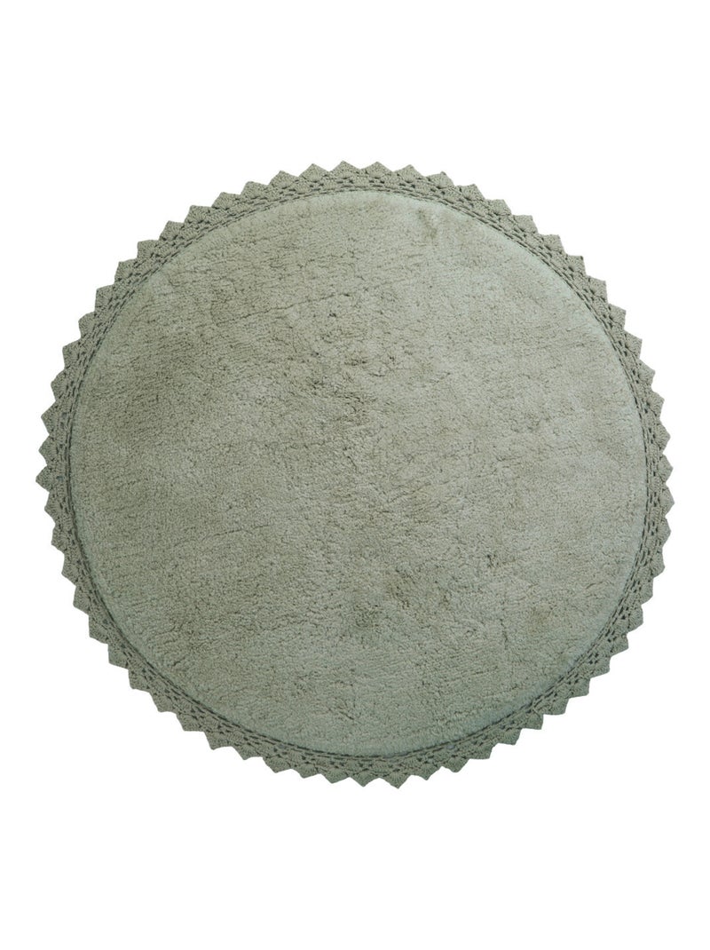 Tapis rond coton lavable finition crochet Perla Vert - Kiabi