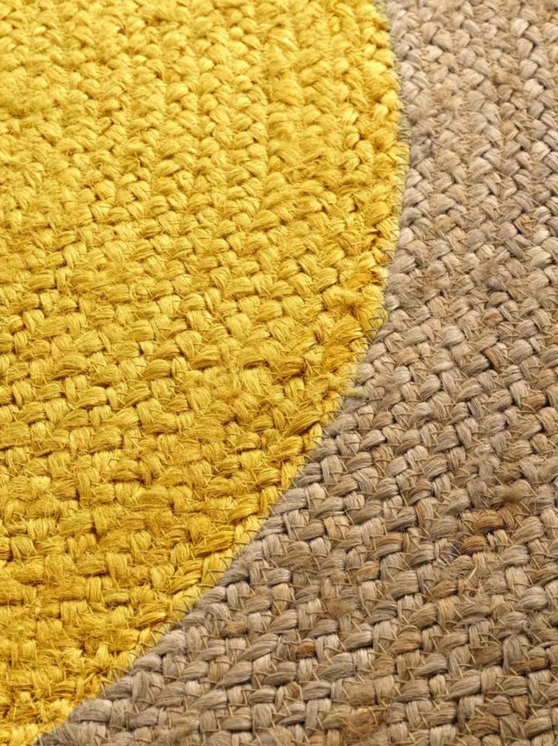 Tapis rond D120 jute bicolore Napoli jaune Jaune - Kiabi