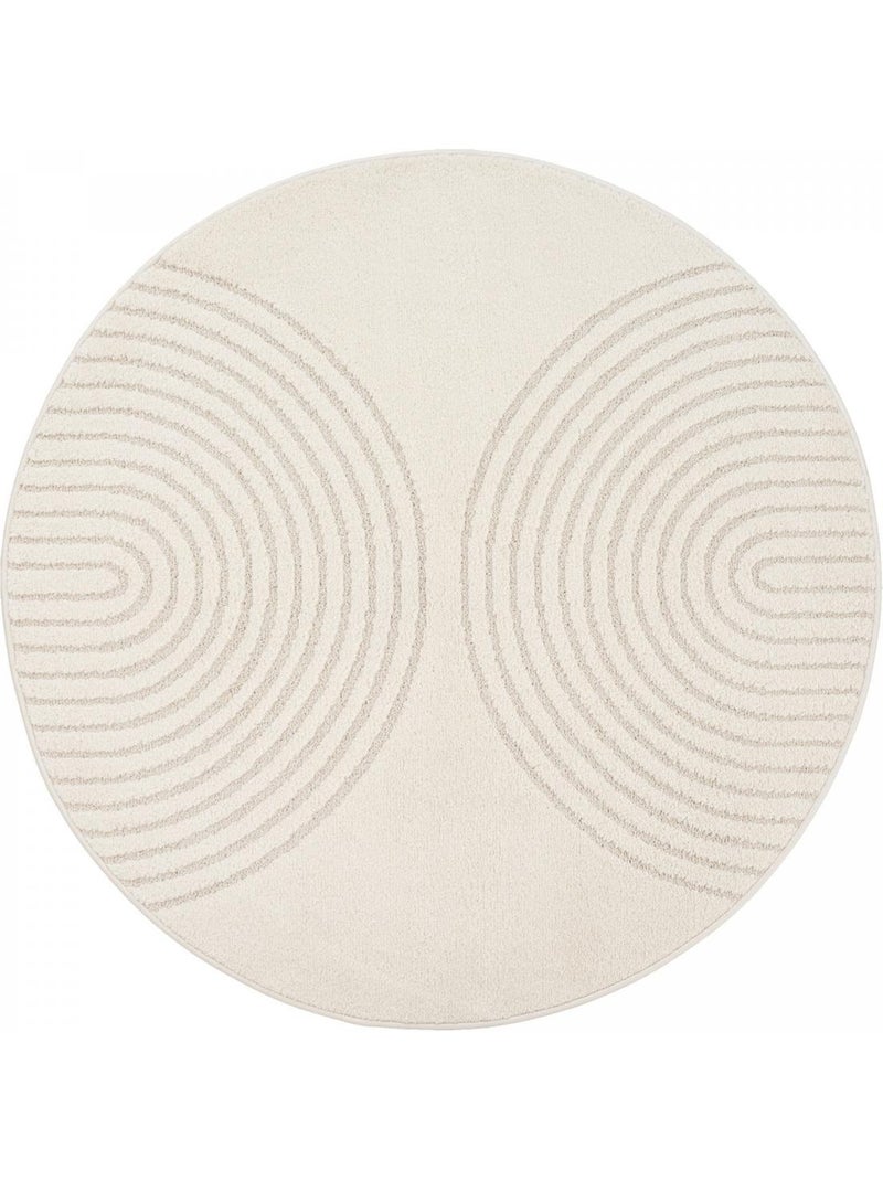 Tapis rond DEMILU Tapis doux en relief Ecru - Kiabi