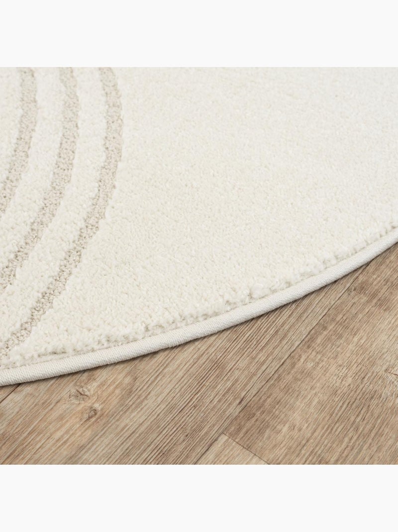 Tapis rond DEMILU Tapis doux en relief Ecru - Kiabi