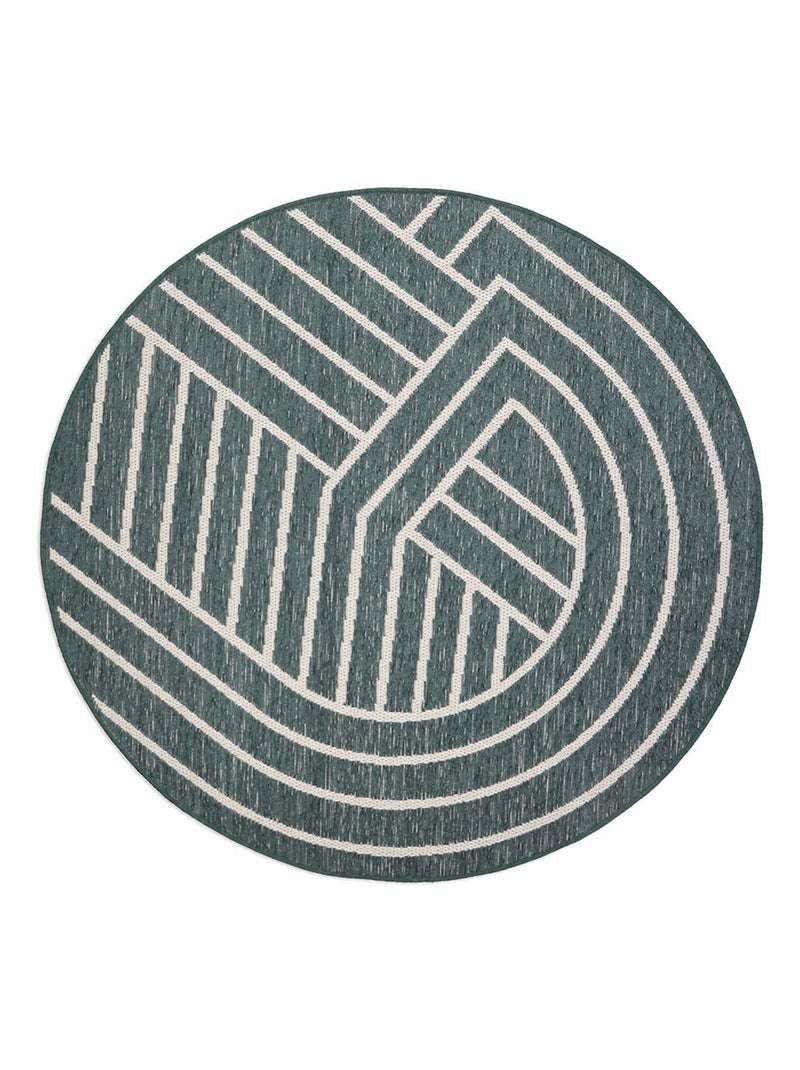 Tapis rond design géométrique Elodia Vert - Kiabi