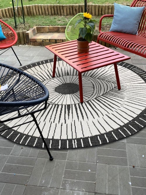 Tapis rond d'extérieur, kilim reversible LYN2 B - Kiabi