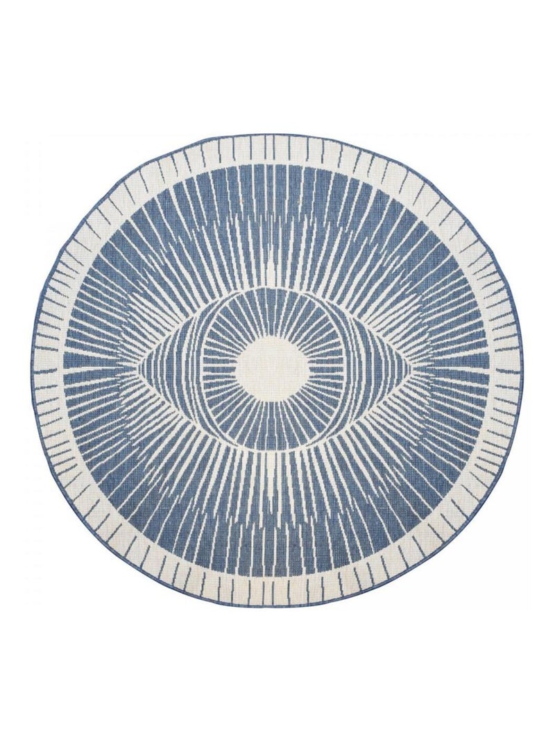 Tapis rond d'extérieur, kilim reversible LYN2 B ROND REVERSIBLE Bleu - Kiabi